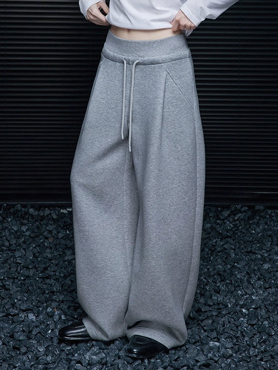 Grey Sweat Wide-Leg Pants_BDHL7879