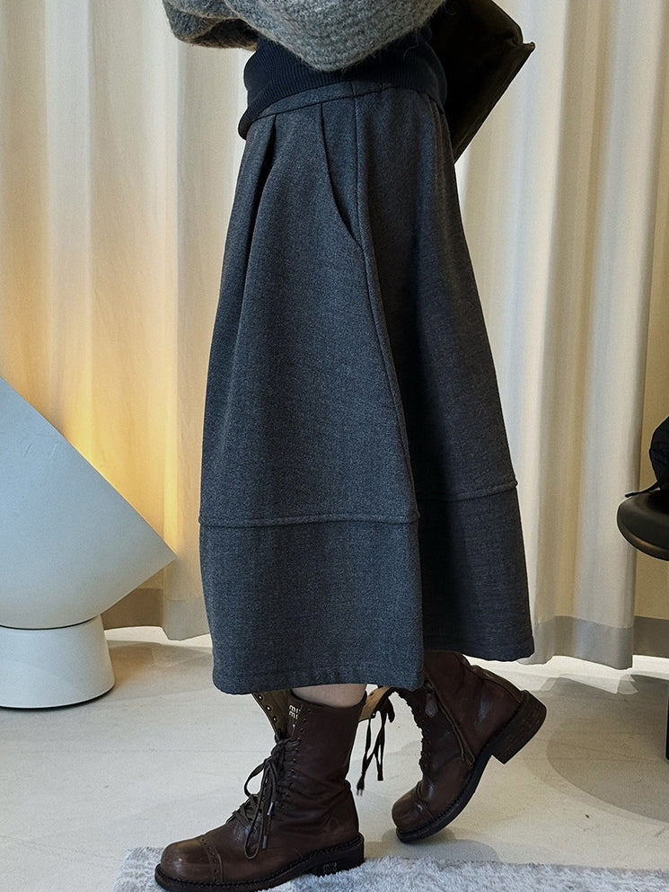 Patchwork A-Line Midi Skirt_BDHL8153