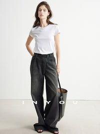 Straight Floor-Length Denim Pants_BDHL6951