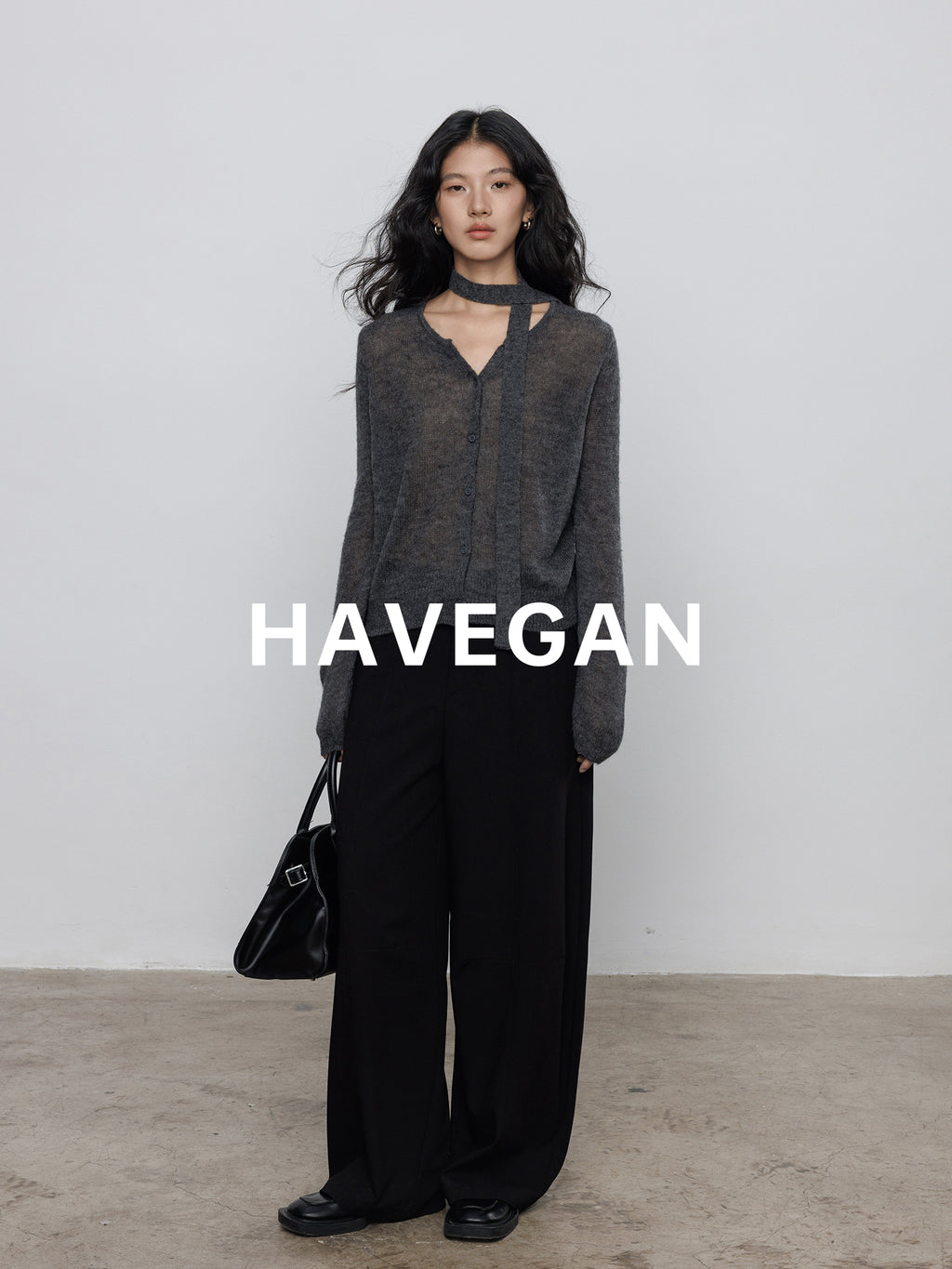 V-Neck Sheer Knit Cardigan_BDHL7783