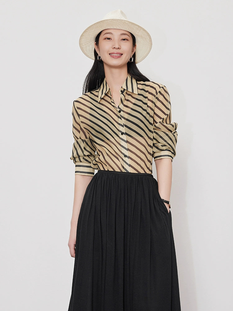 Sheer stripe standard shirt_BDHL5844 - HELROUS