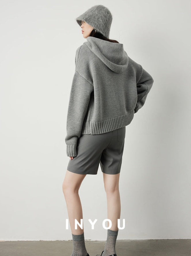 Double-strand yarn hooded sweater_BDHL5291