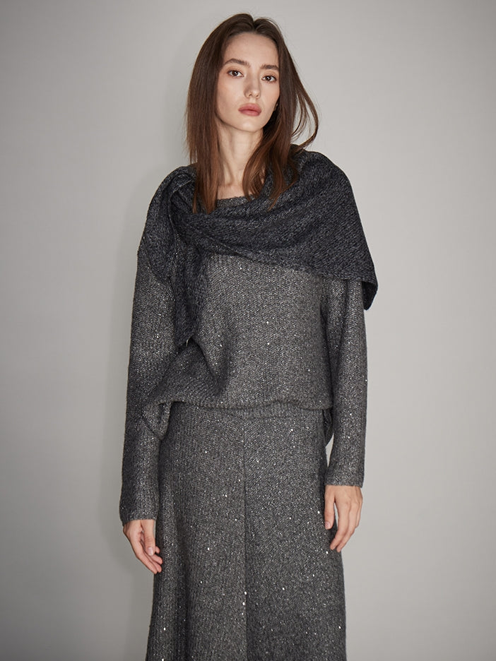 Round-Neck Knit Top Or A-Line Knit Skirt_BDHL7993