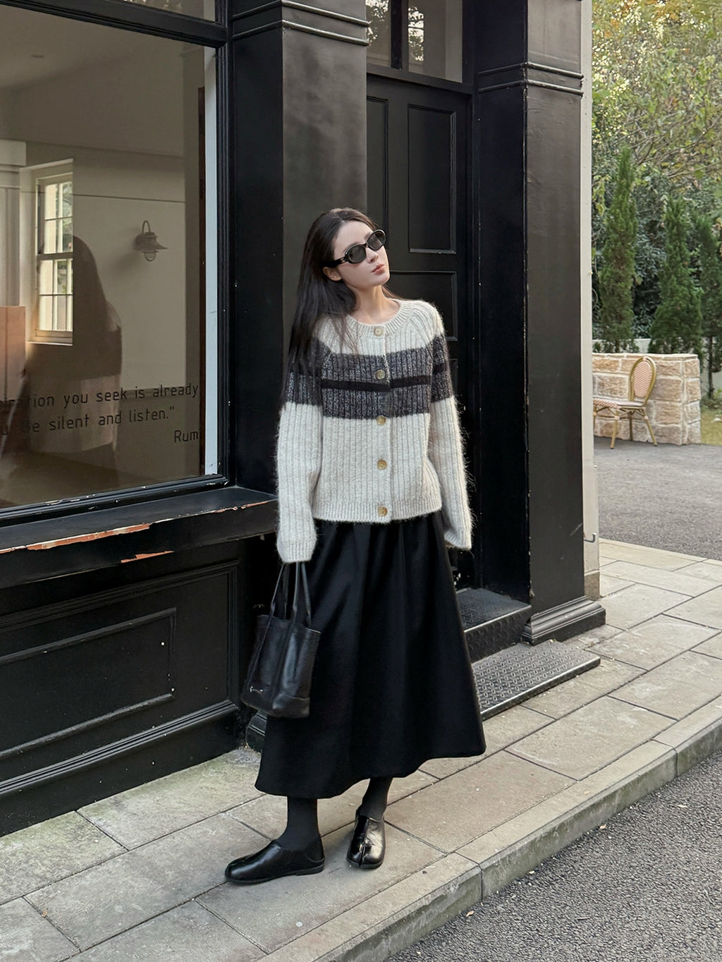 黑色褶皺長裙_BDHL8086