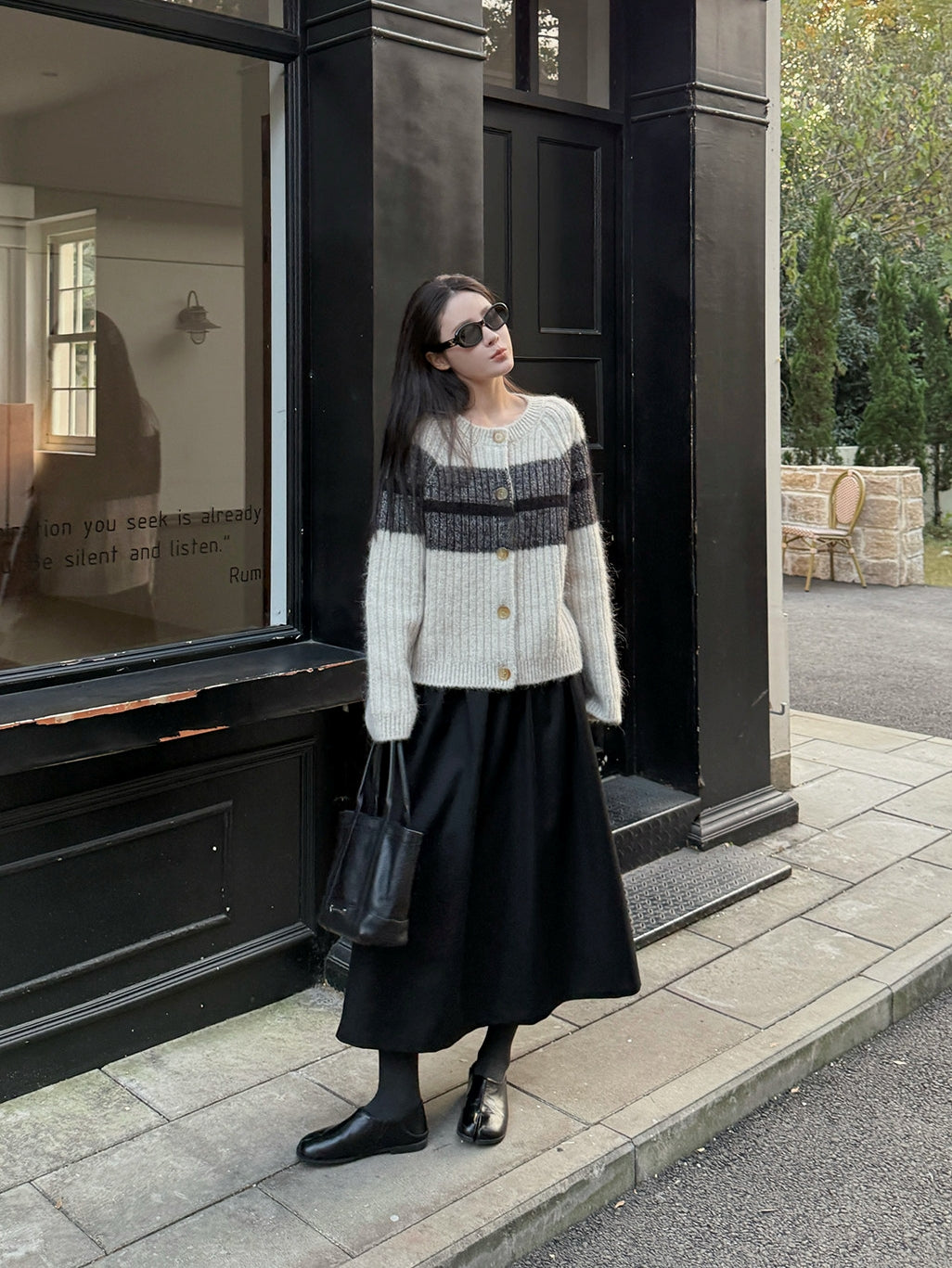 黑色褶皺長裙_BDHL8086