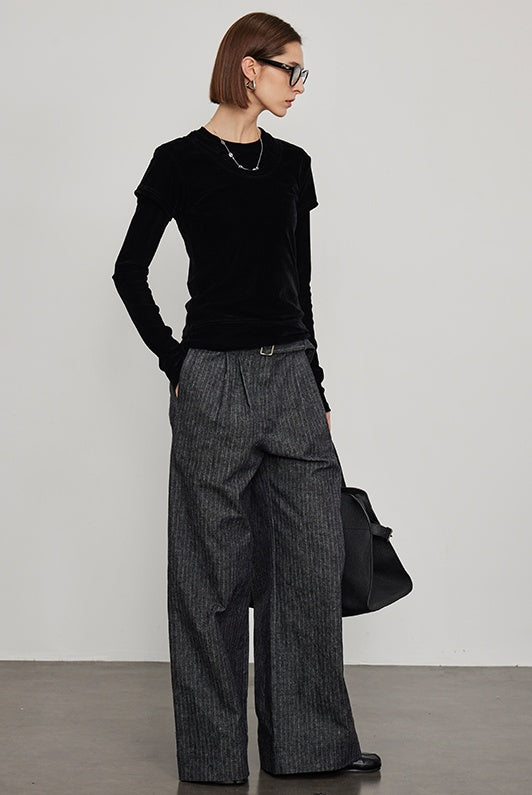 High-Waist Striped Tweed Pants_BDHL6443