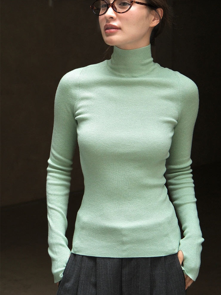 Turtleneck Slim Fit Simple Tops_BDHL6525