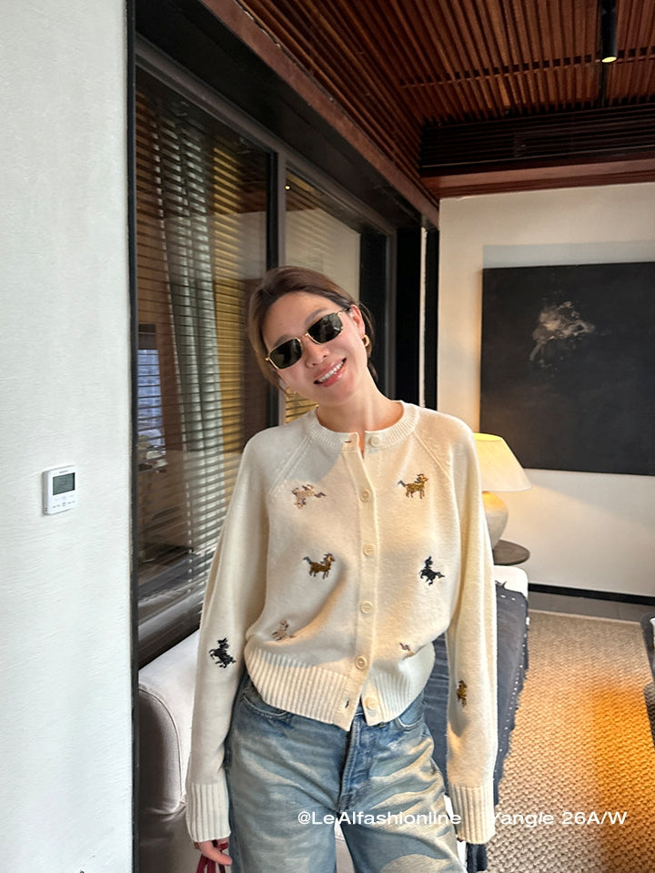 Beaded Embroidery Knit Top Or Cardigan_BDHL8121