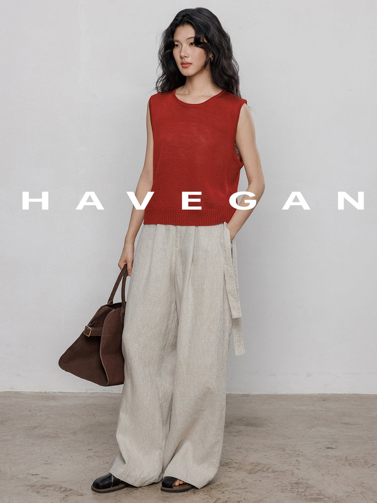 Round Neck Sleeveless Tops_BDHL7233