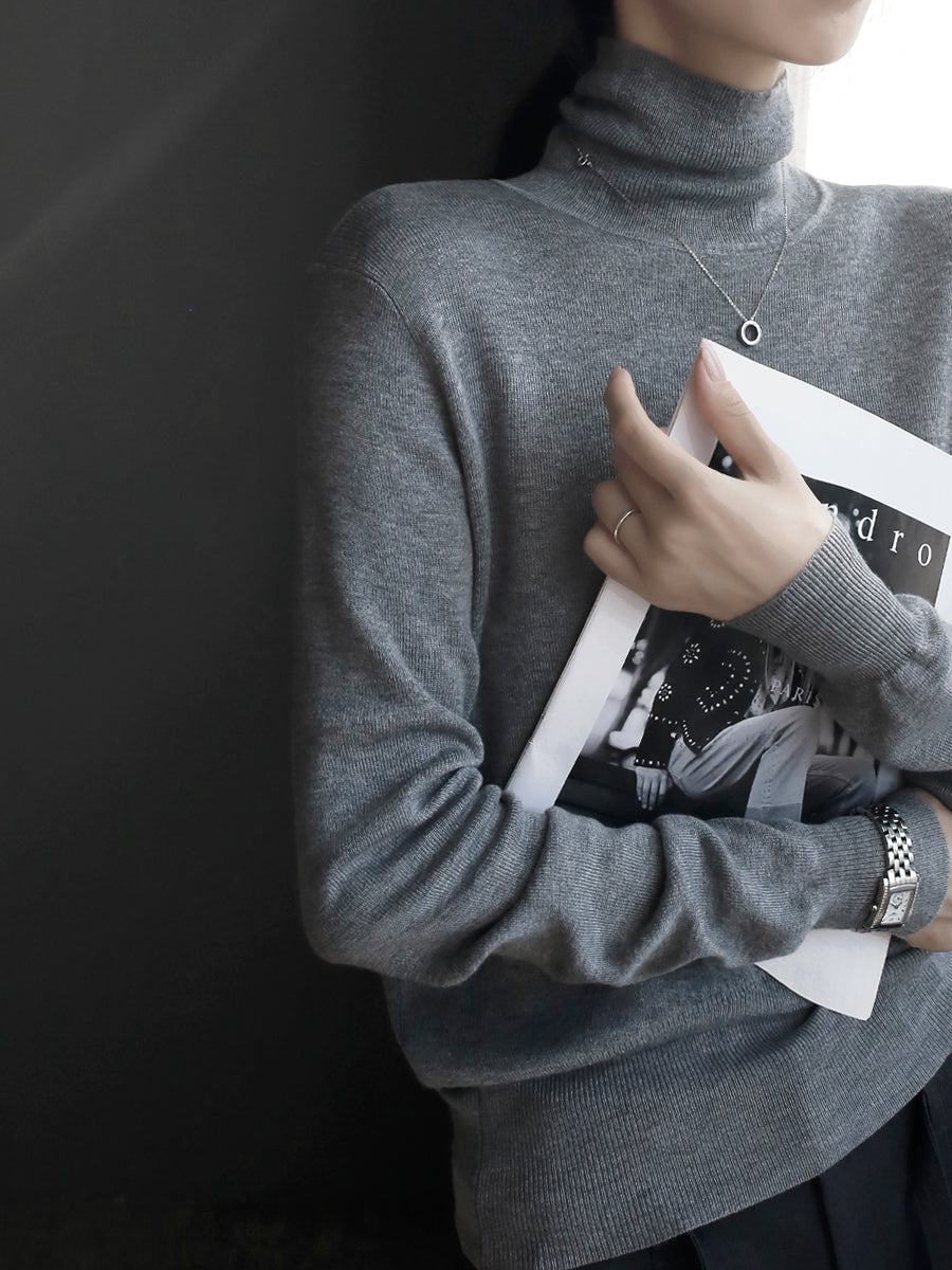 High-Neck Slim-Waist Knit Tops_BDHL7917