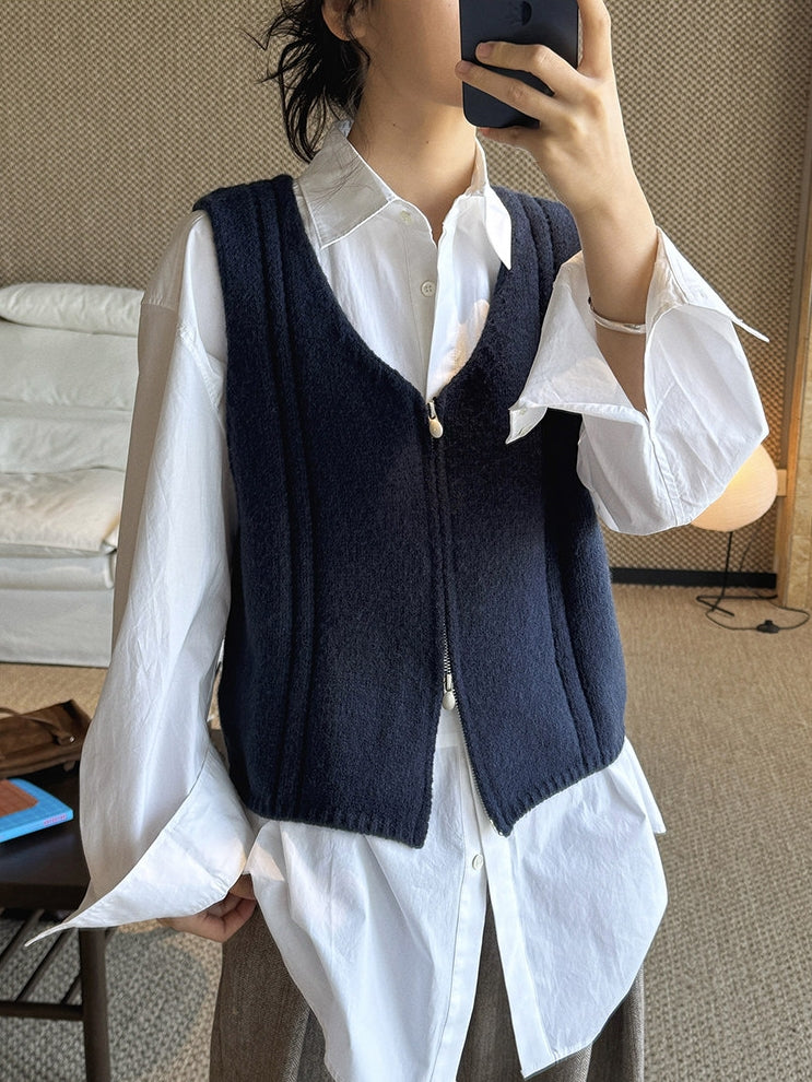 Double-Zip Sleeveless Tops_BDHL8150