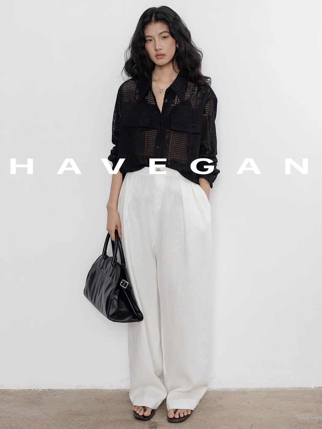 Hollow Lace Knitted Shirt Jacket_BDHL7367