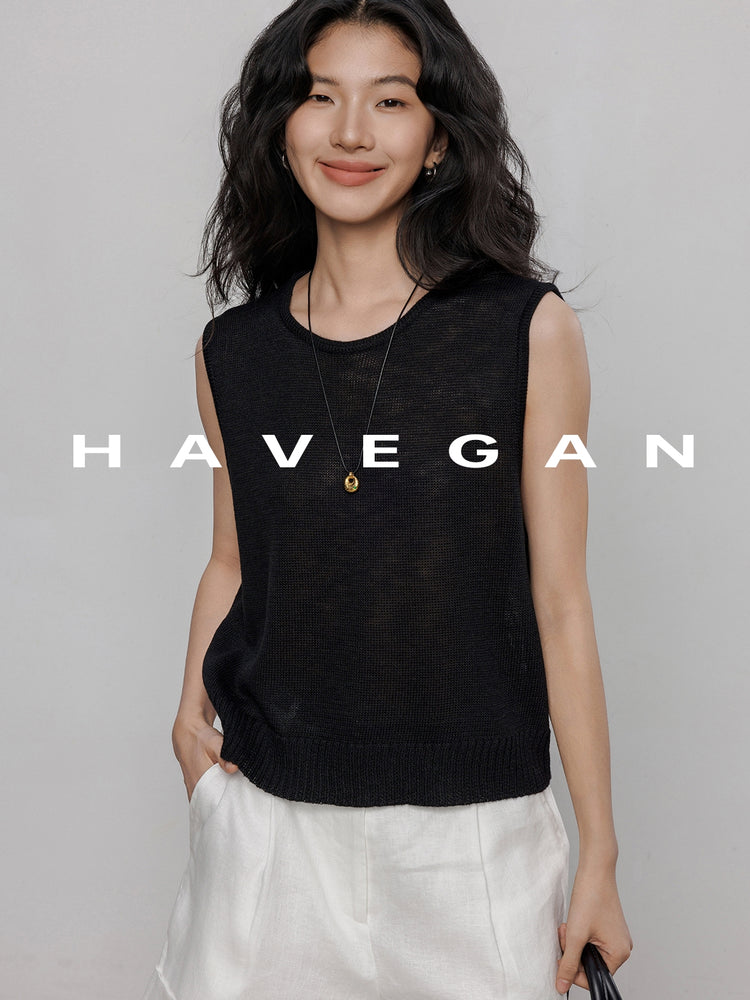 Round Neck Sleeveless Tops_BDHL7233