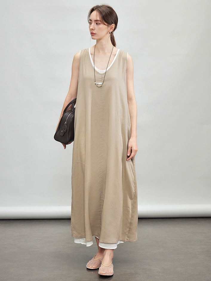 U-Neck Sleeveless Dress Set_BDHL7599
