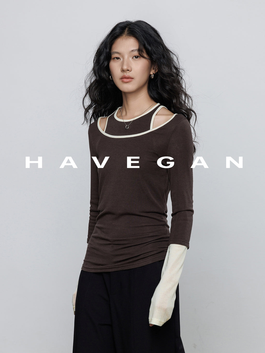 Contrast Color Vest &amp; Long-Sleeved Tops Set_BDHL7779