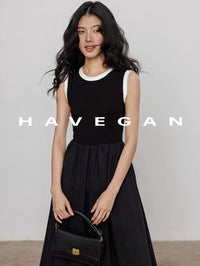 Contrast Color A-Line Dress_BDHL7368