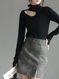 Hollow Half Turtleneck Knit_BDHL6723