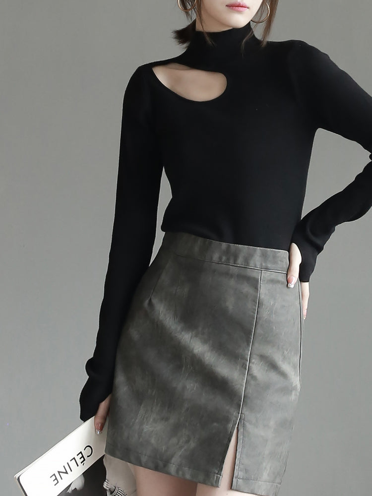 Hollow Half Turtleneck Knit_BDHL6723