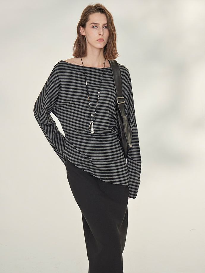 Striped Tops Or Stretch Slim Skirt_BDHL7739