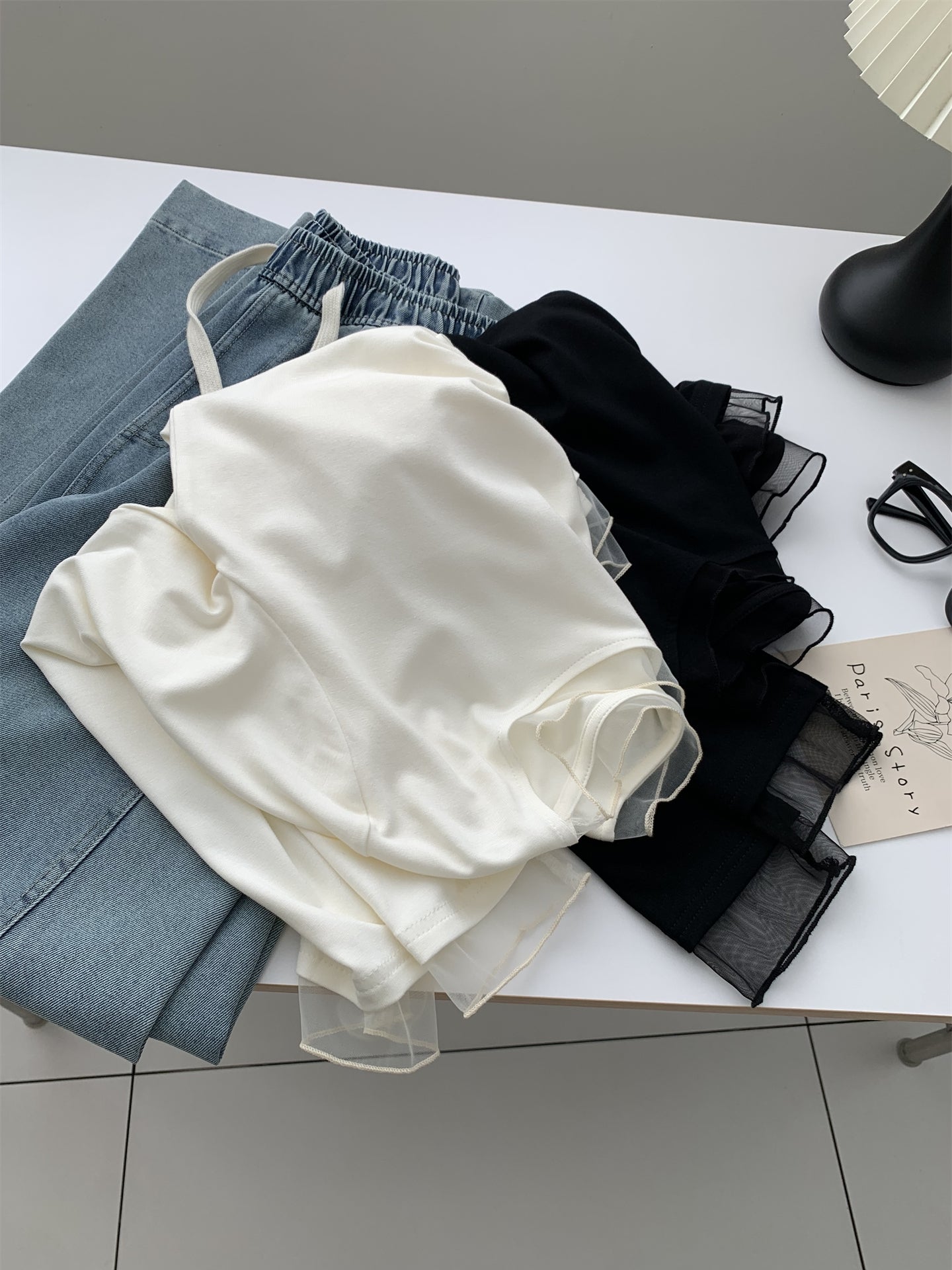 Mesh Round Neck Tops_BDHL8013