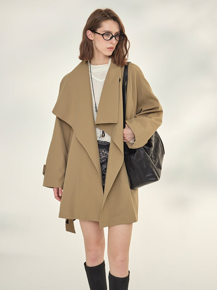 Tide Drawstring Short Trench Coat_BDHL7735