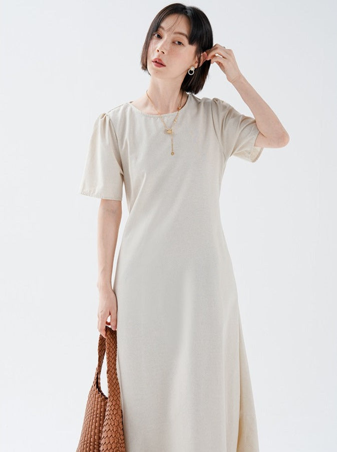 Round Neck Simple Dress_BDHL6227