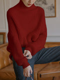 Turtleneck Loose-Fitting Tops_BDHL8037