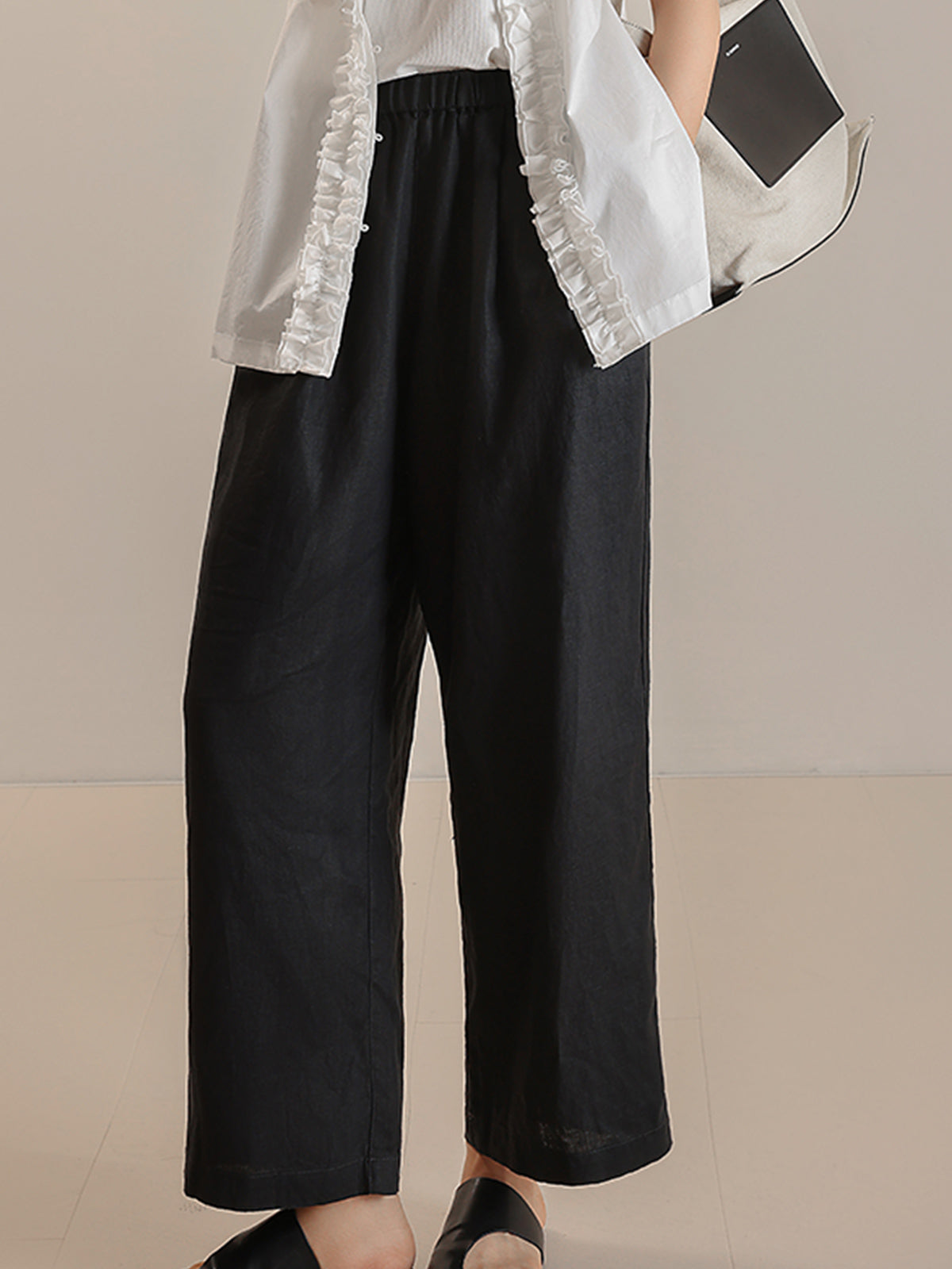 Waist Drawstring Wide Pants_BDHL7511