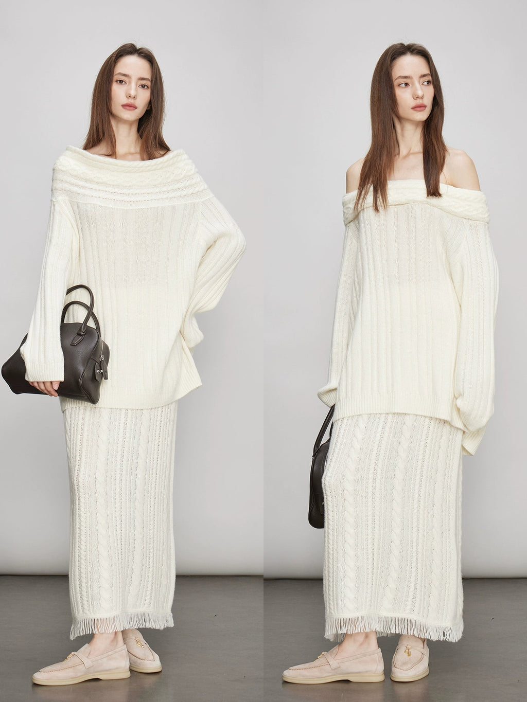 Off-Shoulder Knit Tops Or Knit Waist Skirt_BDHL7992