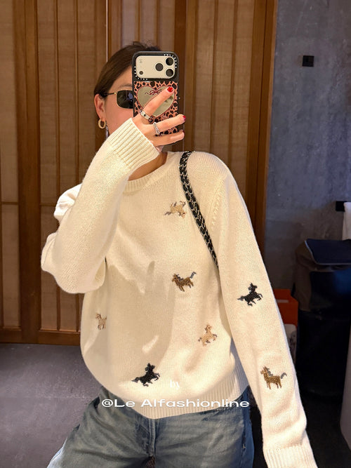 Beaded Embroidery Knit Top Or Cardigan_BDHL8121