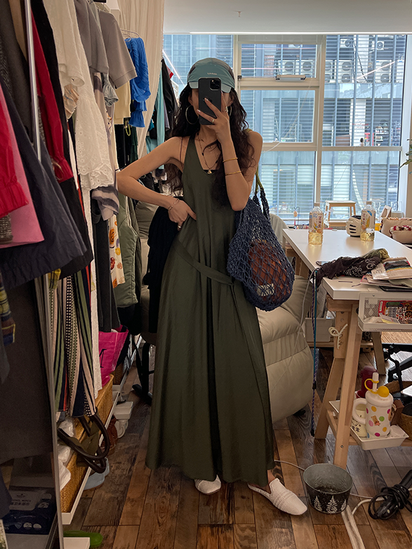 Waist Belt Sleeveless Dress_BDHL7656