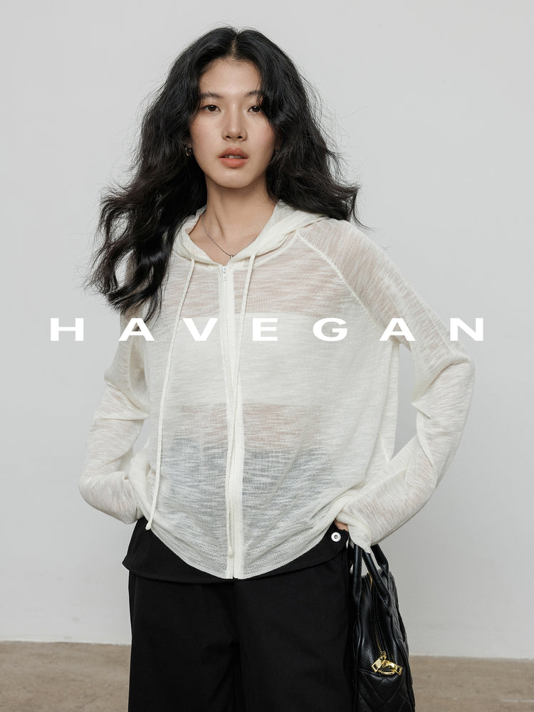 Hooded Sheer Knitted Cardigan_BDHL7058