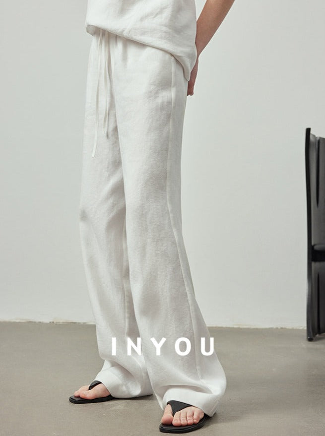 Draped Elastic Waist Wide Pants_BDHL6122