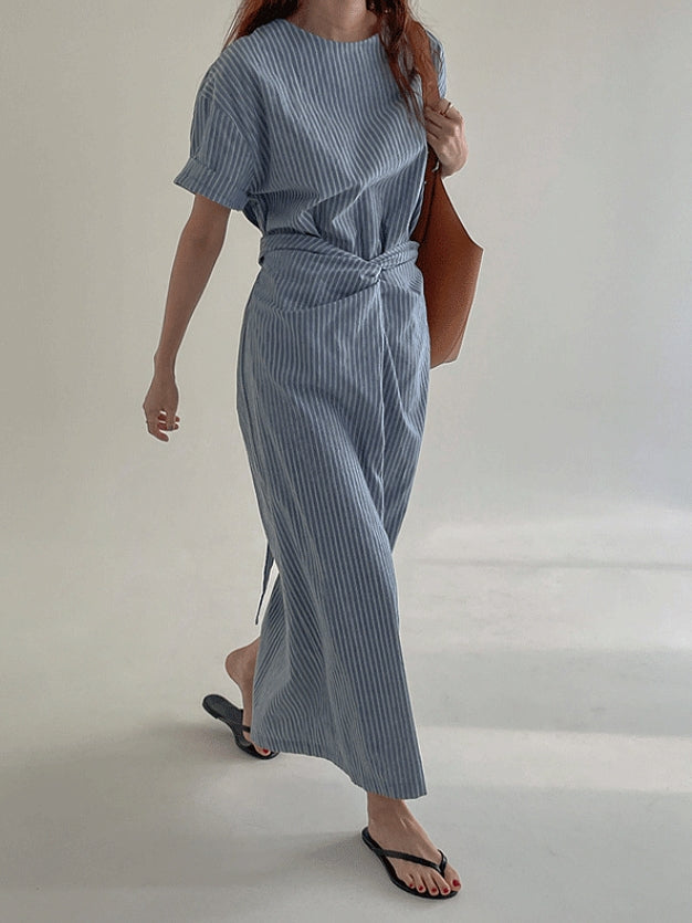 Waist Cross Stripe Dress_BDHL7554