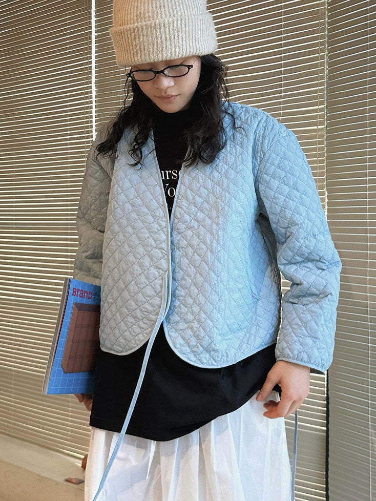 V-Neck Diamond-Stitch Jacket_BDHL8133