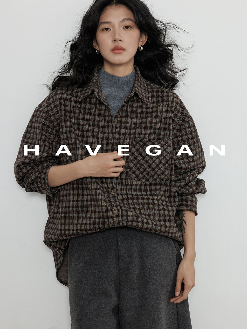 格紋磨毛棉襯衫_BDHL7960