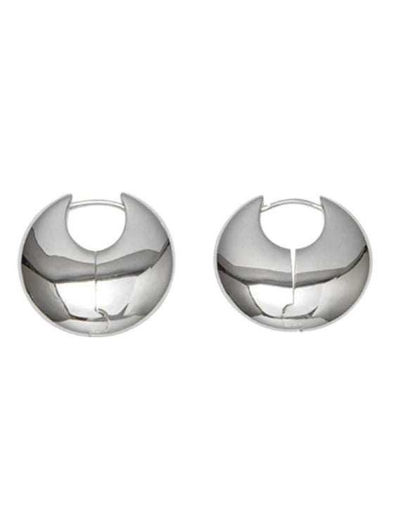 Round Silver Pierced Earrings_BDHL7463