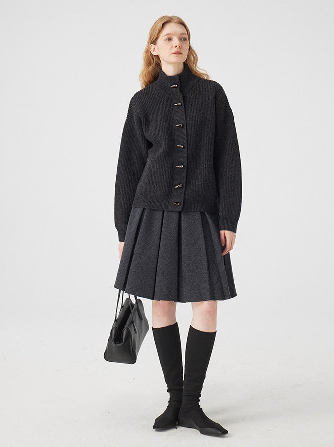 立領羅紋針織開襟衫_BDHL8117