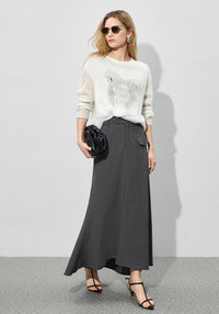 Fishtail Gray Long Skirt_BDHL7007