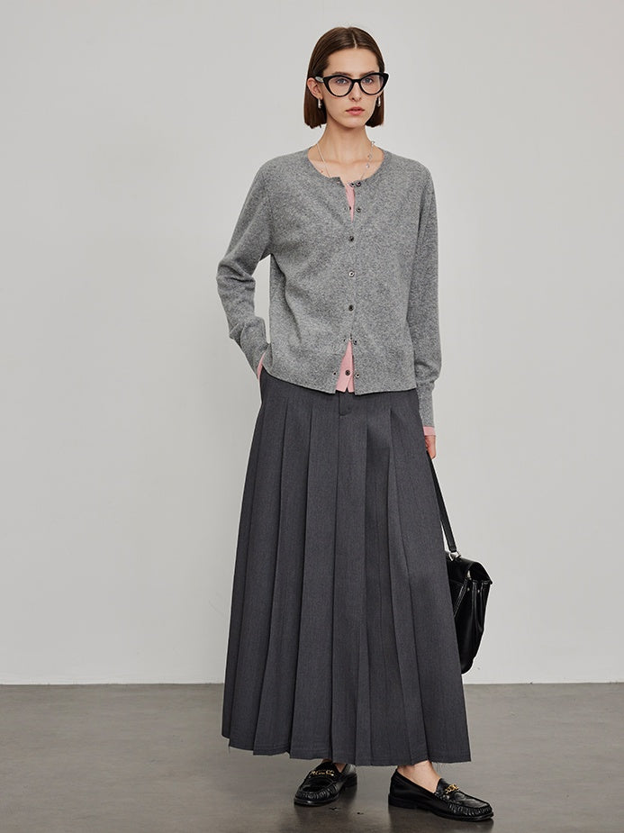 Pressed Pleated Long Skirt_BDHL6444