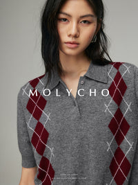 Polo Collar Argyle Knit_BDHL6885