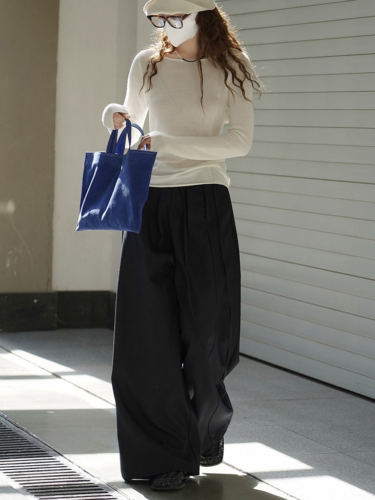 Pleated Side-Drape Pants_BDHL7773