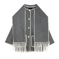 Shell embroidered scarf coat_BDHL5040