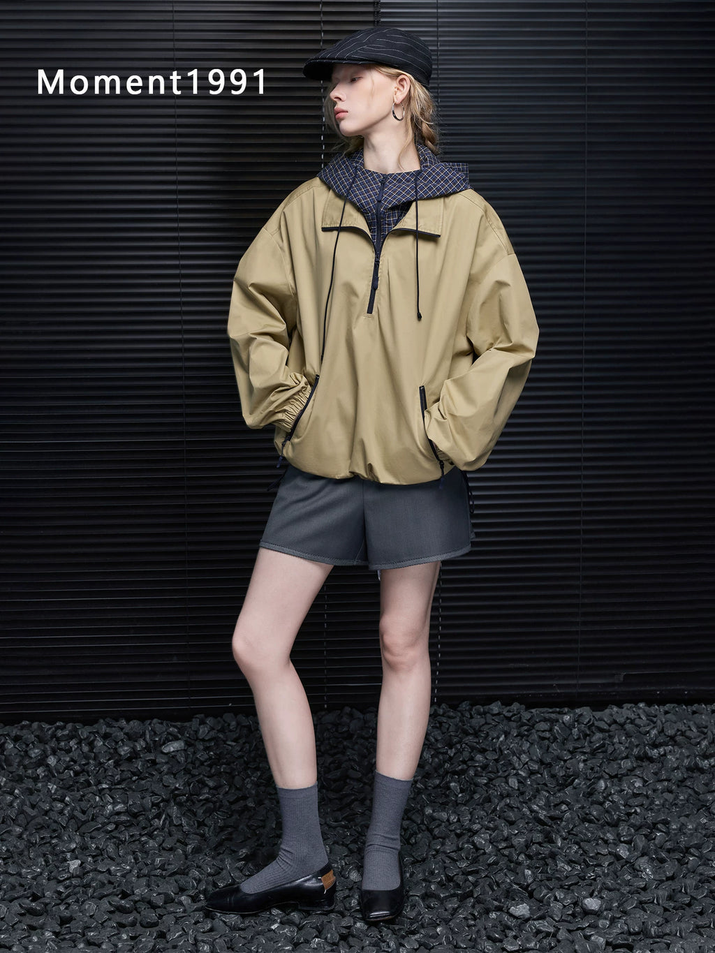 Layered Hood Check Panel Jacket_BDHL8415