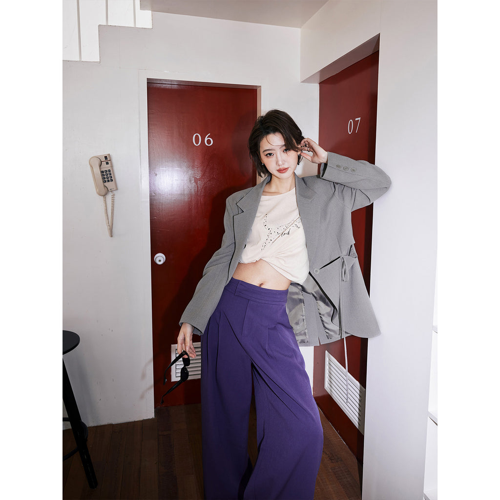 Drawstring Detail Oversized Blazer_BDHL8242