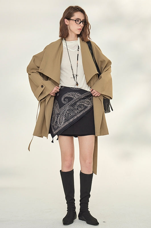 Tide Drawstring Short Trench Coat_BDHL7735