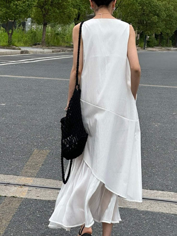 Splicing Fishtail Sleeveless Dress_BDHL7528