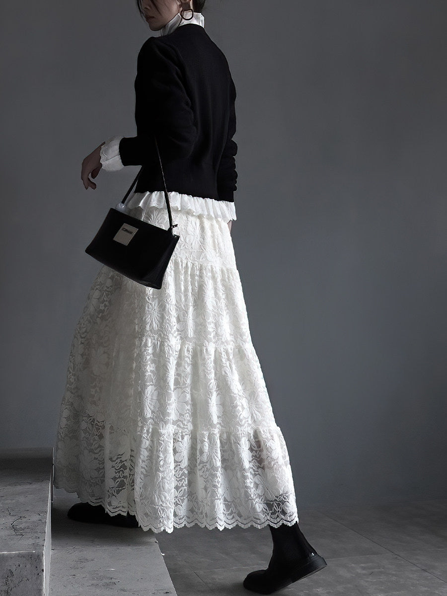 Embroidered Lace Skirt_BDHL8162