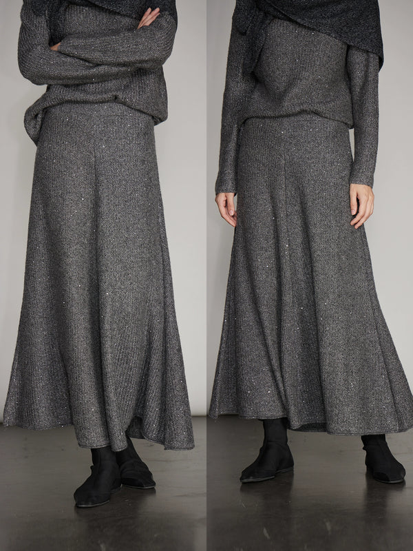 Round-Neck Knit Top Or A-Line Knit Skirt_BDHL7993