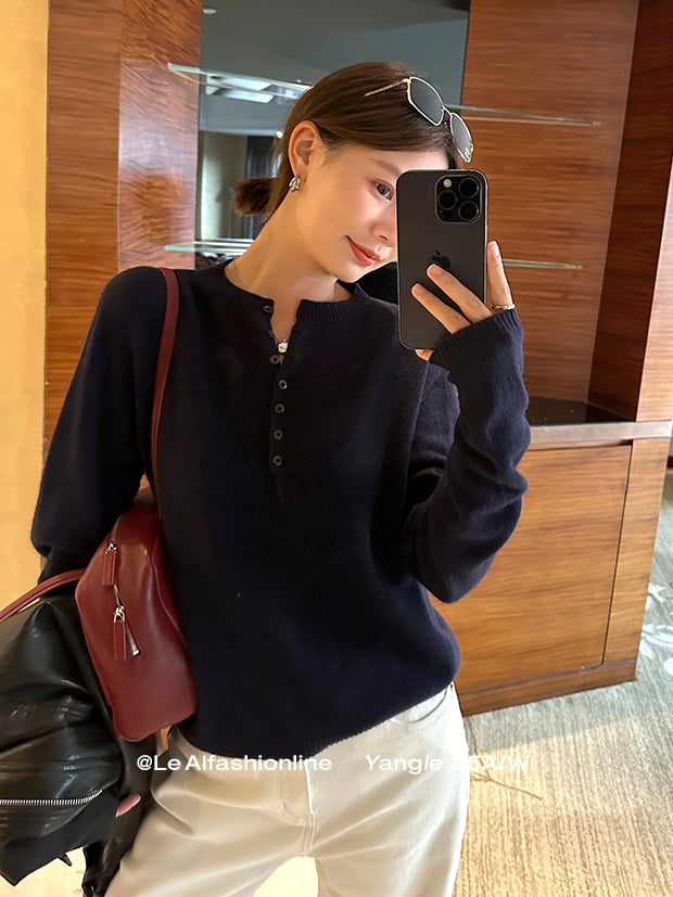 Henry Neck Knit Tops_BDHL7849
